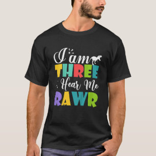 Camiseta Garotos eu sou Três Me Ouça Rugir Bonito Menino de