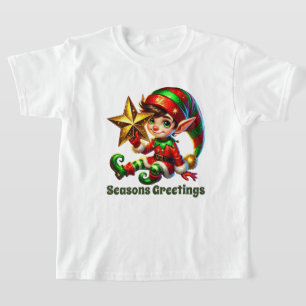 Camiseta Garotos festivos Seasons cumprimenta o Natal