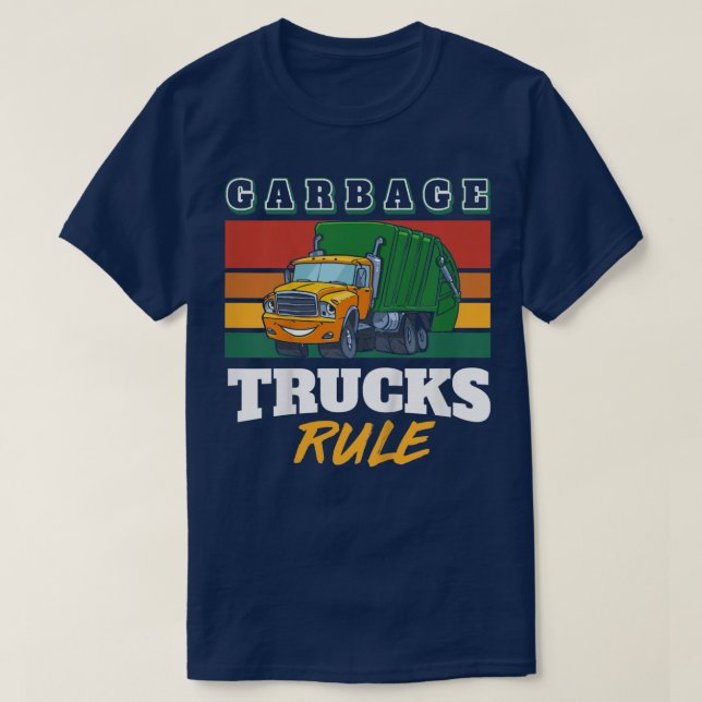 Camiseta Garotos Garbage Trucks Regra Caminhões De Lixo 155 (Frente do Design)