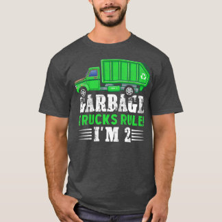 Camiseta Garotos Garbage Trucks Regra Eu tenho 2 anos Lixo 