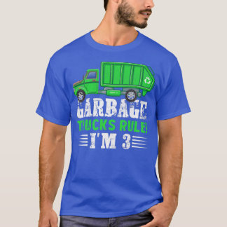 Camiseta Garotos Garbage Trucks Regra Eu tenho 3 anos Lixo 