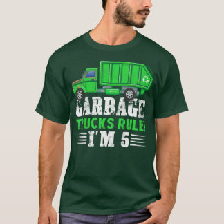 Camiseta Garotos Garbage Trucks Regra Eu tenho 5 anos Lixo