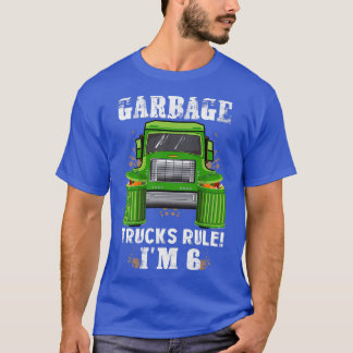 Camiseta Garotos Garbage Trucks Regra Eu tenho 6 anos Lixo