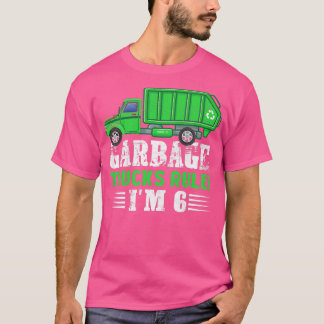 Camiseta Garotos Garbage Trucks Regra Eu tenho 6 anos Lixo