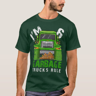 Camiseta Garotos Garbage Trucks Regra Eu tenho 6 anos Lixo