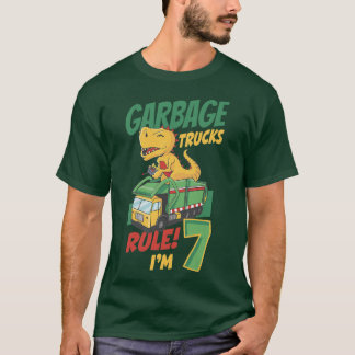 Camiseta Garotos Garbage Trucks Regra Eu tenho 7 anos Lixo