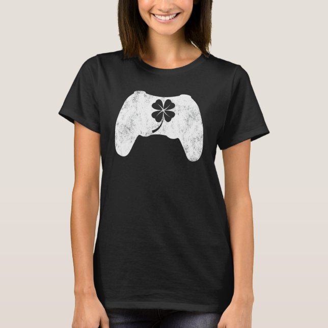 Camiseta Garotos Jogadores Jovens Jogo Sortudo Shamrock Dia (Frente)