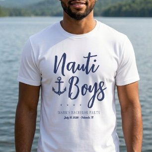 Camiseta Garotos Nauti Âncora Festa de Solteiro Náutica