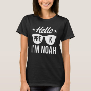 Camiseta Garotos Olá PRE K Primeiro dia de Pré K Sou Noa