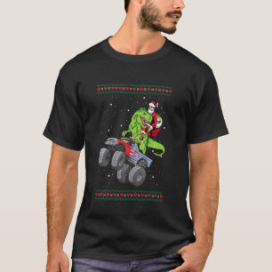 Camiseta Garotos Papais noeis Andando no T Rex Dinossaur Mo