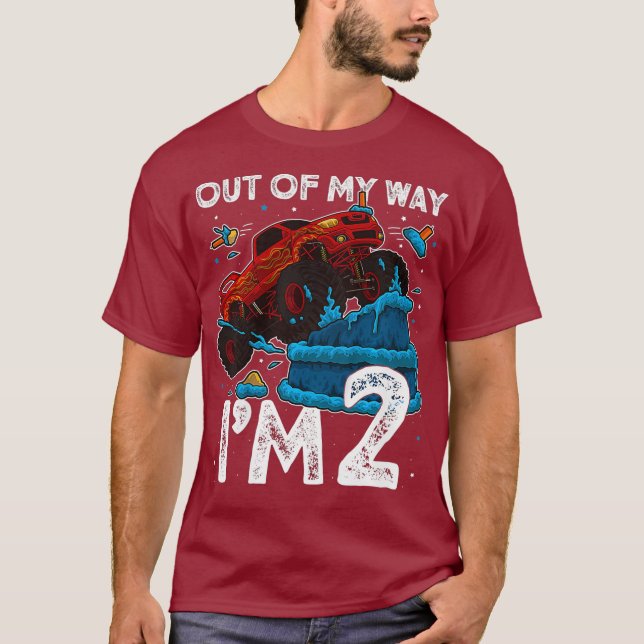 Camiseta Garotos segundo aniversário Monster Caminhão Fora  (Frente)