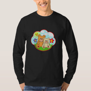 Camiseta Garotos Ursos De Teddy Nas Nuvens De Sol De Verão 