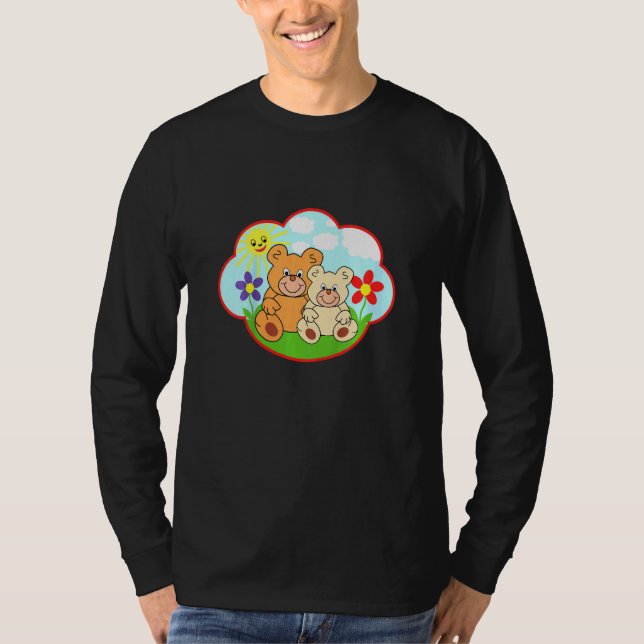 Camiseta Garotos Ursos De Teddy Nas Nuvens De Sol De Verão  (Frente)