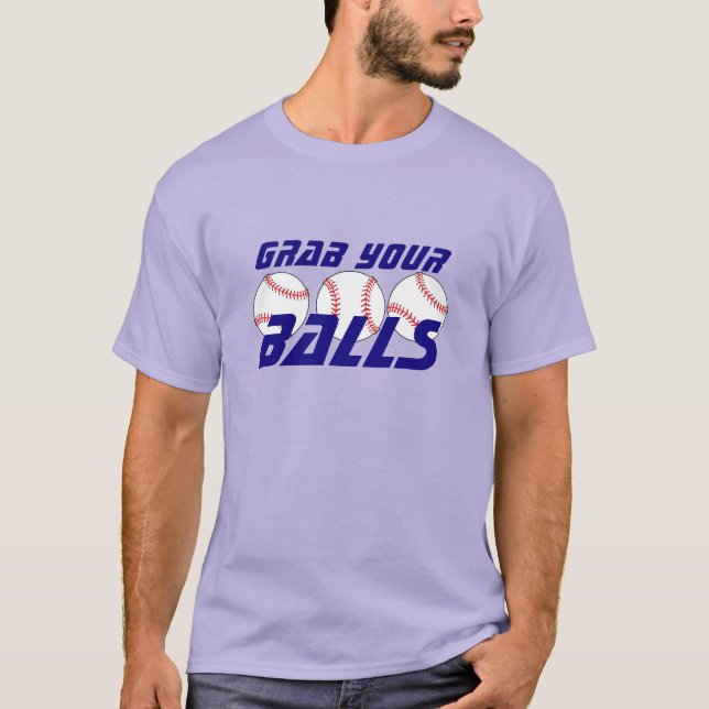 Camiseta "Garra engraçada suas bolas" com basebol (Frente)