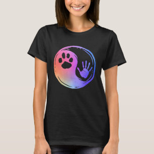 Camiseta Garra Impressão Mão Arco-íris Yin Yang Cachorro Ga