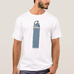 Camiseta Garrafa de Água Hidratação Azul Academia