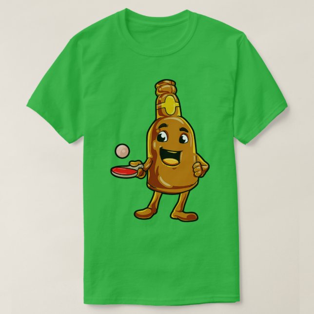 Camiseta Garrafa de cerveja como Beer Pong com bola de têni (Frente do Design)