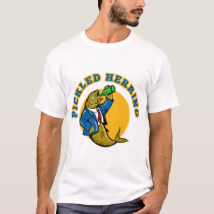 Camiseta Garrafa de cerveja do bebendo do terno dos peixes