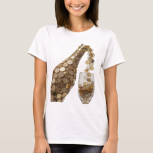 Camiseta Garrafa de Dinheiro em Prata Brilhante
