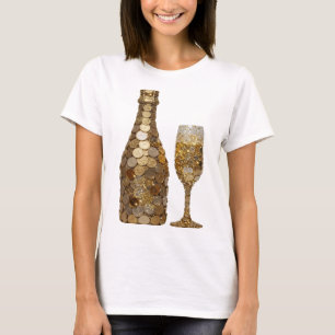 Camiseta Garrafa De Dinheiro Em Prata E Design De Citação E