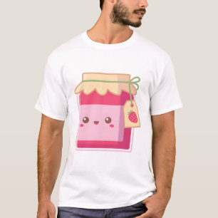 Camiseta Garrafa de Geleia de Morango Kawaii