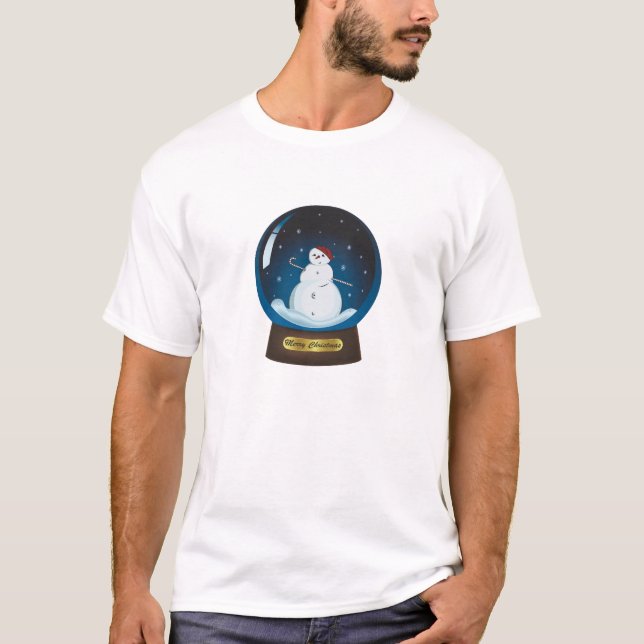 Camiseta Garrafa de neve com boneco de neve fofo (Frente)