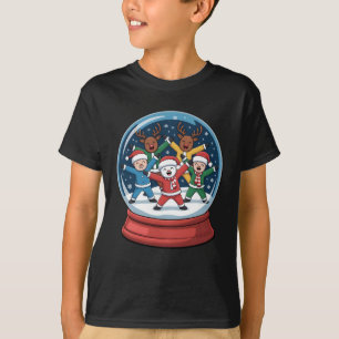 Camiseta Garrafa de Neve de Natal Adorável com Personagens