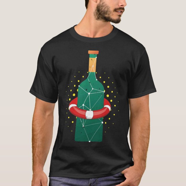 Camiseta Garrafa De Vinho Com Anel De Vida Para Bebê De Vin (Frente)