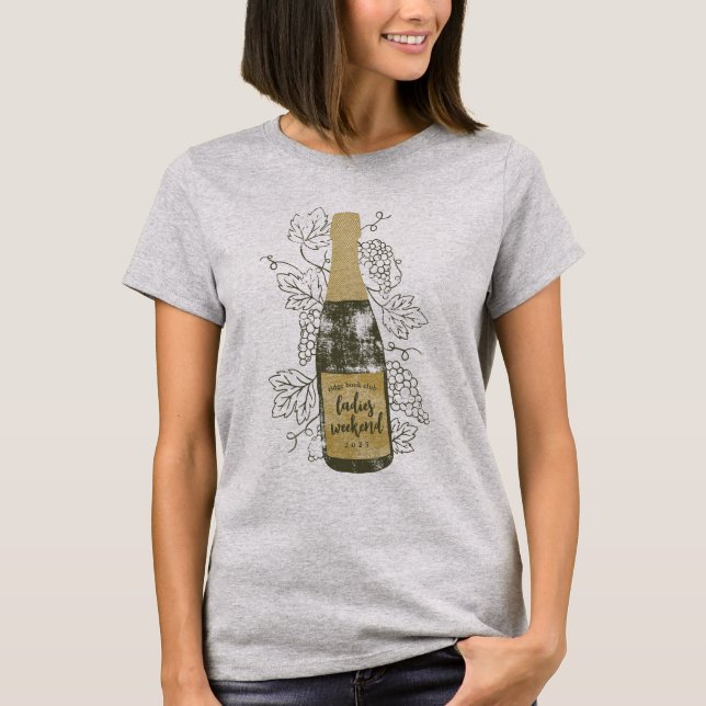 Camiseta Garrafa de vinho personalizada e vinhas (Frente)