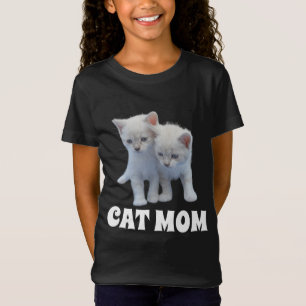 CAMISETA GARRAFAS BRANCAS DA MOM CAT GAROTAS T-SHIRLS