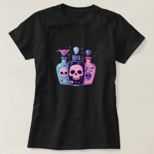 Camiseta Garrafas de poção do crânio do Gótico de Pastel Ar