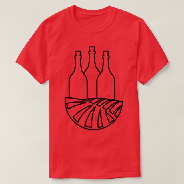Camiseta Garrafas de vinhedo (Frente do Design)