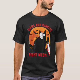 Camiseta Garras E Daggers Black Cat Moon Bat Engraçado Hall
