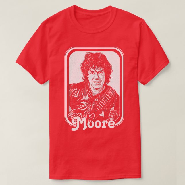 Camiseta Gary Moore Retro Style Fan Design (Frente do Design)
