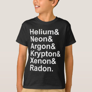 Camiseta Gases Nobres Hélio Neônio Argônio Criptônio Radôni