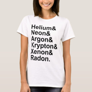 Camiseta Gases Nobres Hélio Neônio Argônio Criptônio Radôni