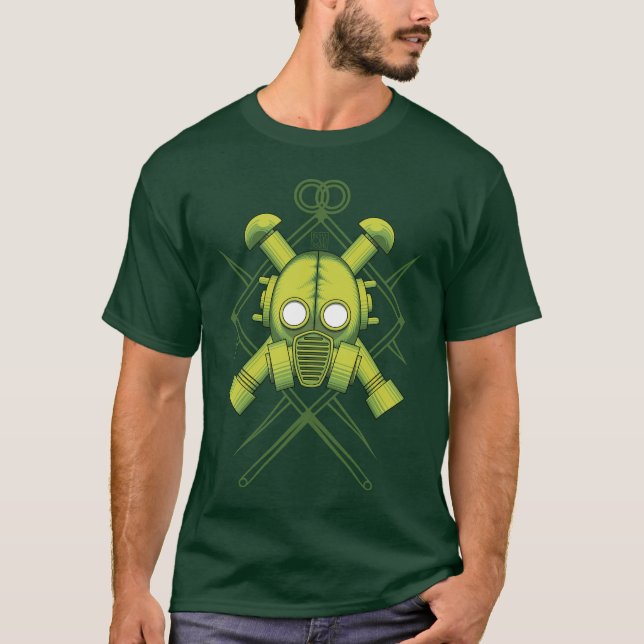 Camiseta Gasmask tribal do verde do combate (Frente)