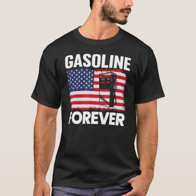 Camiseta Gasolina Para Carros De Gás Patriótico, Pavilhão 1 (Frente)