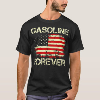 Camiseta Gasolina Para Sempre Na Bandeira Dos Eua: Carros A
