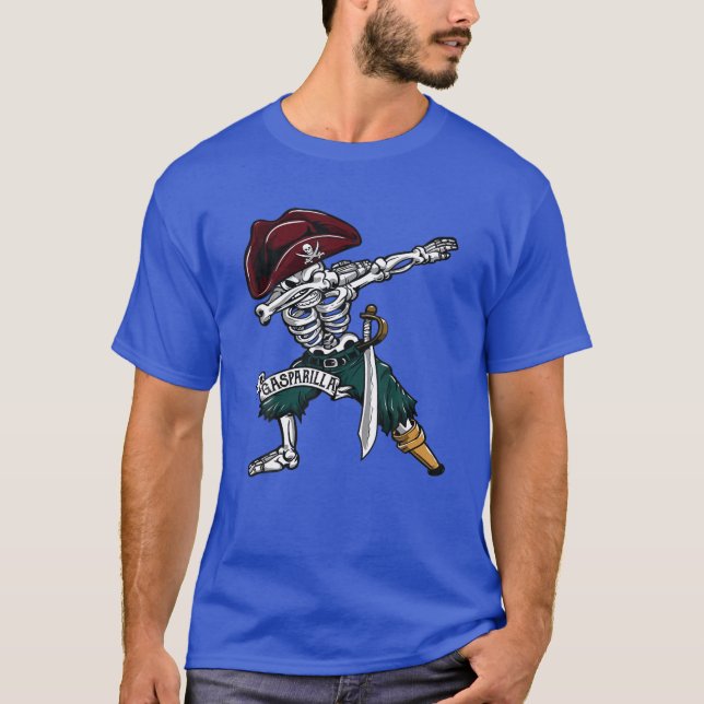 Camiseta Gasparilla 2020 Dabbing Skeleton Pirate Jolly Roge (Frente)