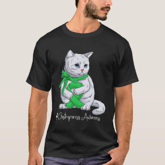 Camiseta Gastroparesis Awareness Month Green Ribbon Cat