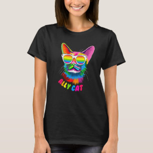 Camiseta Gata Aliada Orgulho de Gata Mãe Gata Gay Papai Les