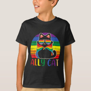 Camiseta Gata Aliada Vintage LGBT Lésbica Gay Bissexual Eng