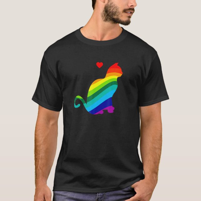 Camiseta Gata Arco-Íris Eu Amo Gatos (Frente)