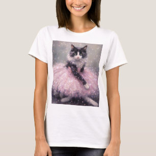 Camiseta Gata Bailarina Espelhada em Tutu Rosa