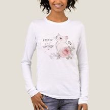 Camiseta Gata Branca Bonita Mas Selvagem Rose