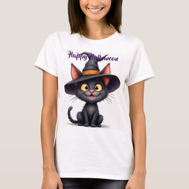 Camiseta Gata bruxa preta (Frente)