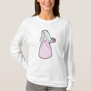 Camiseta Gata como Noiva com Ramalhete de Flores