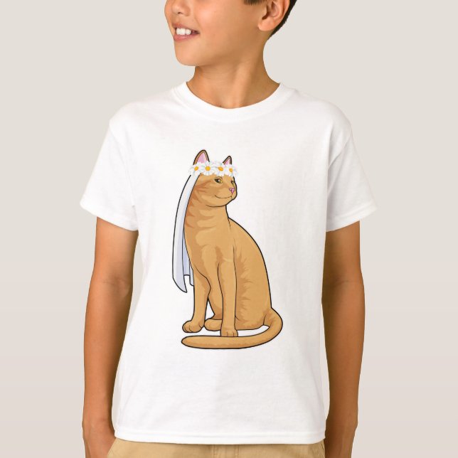 Camiseta Gata como Noiva com Véu (Frente)