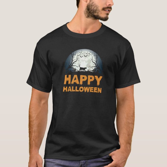 Camiseta Gata da Lua de Halloween Assustadora Feminina (Frente)